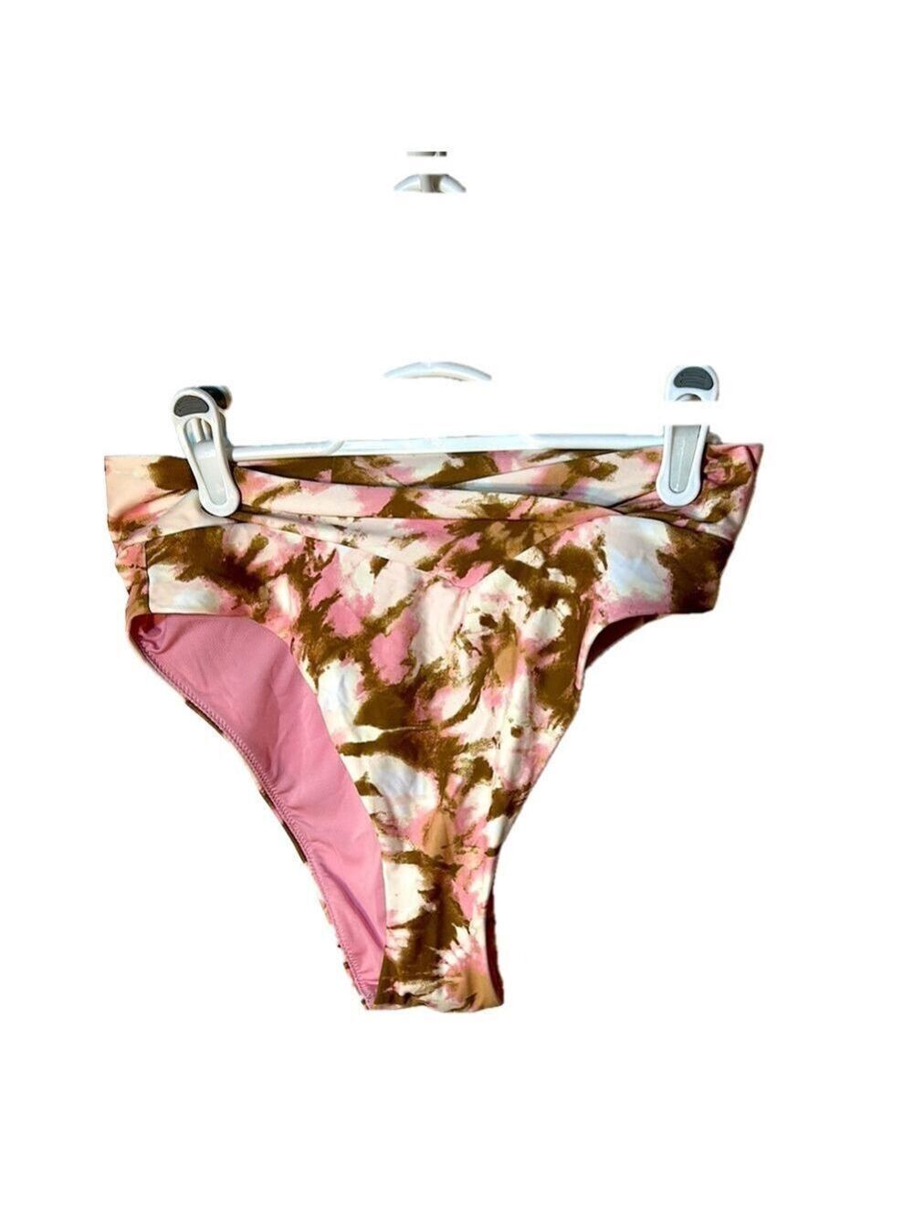 Aerie NWT high cut cheeky pink Tie-Dye swim Bikini Bottoms size medium resort
